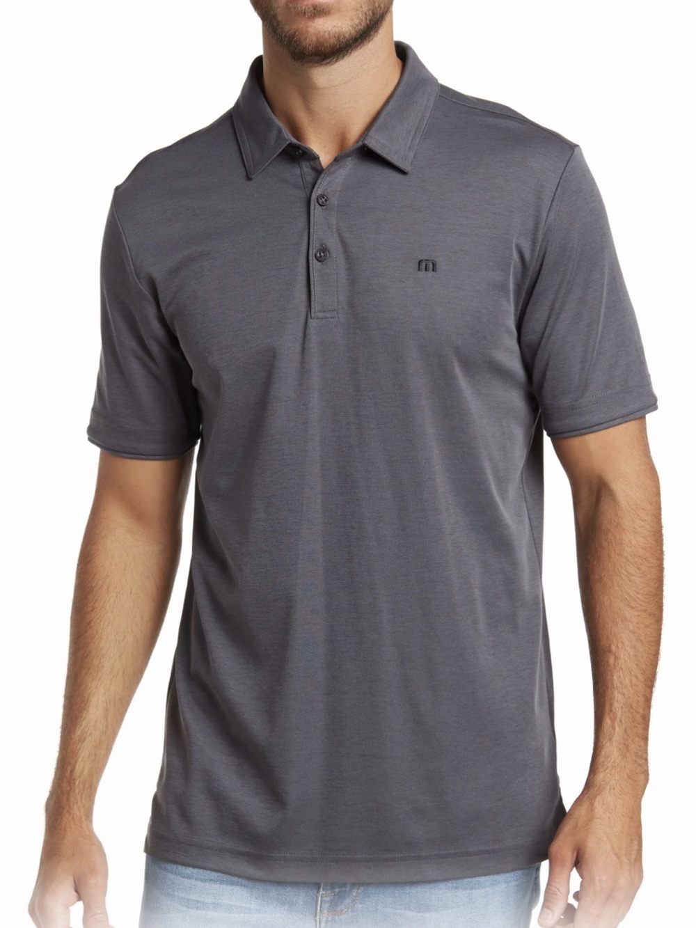 Travis Mathew Men's Grey Short-Sleeve Polo Shirt